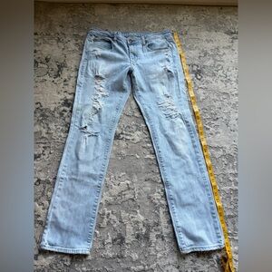 American Eagle Outfitters Light Blue Ripped Skinny Stretch Jeans